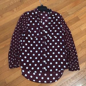 Burgandy White Button Up Large